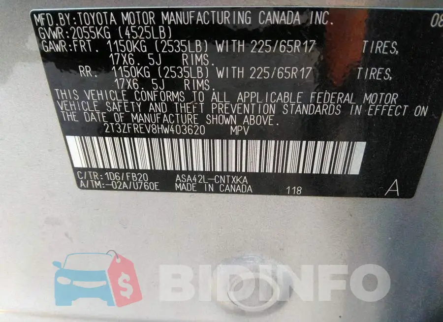 2T3ZFREV8HW403620 Photo# 9