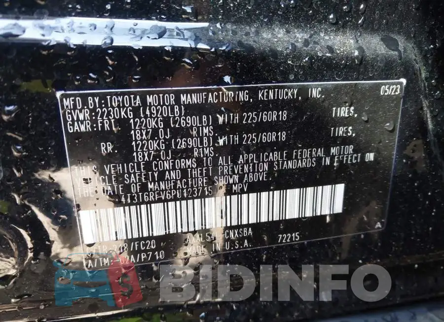 4T3T6RFV6PU123715 Photo# 9