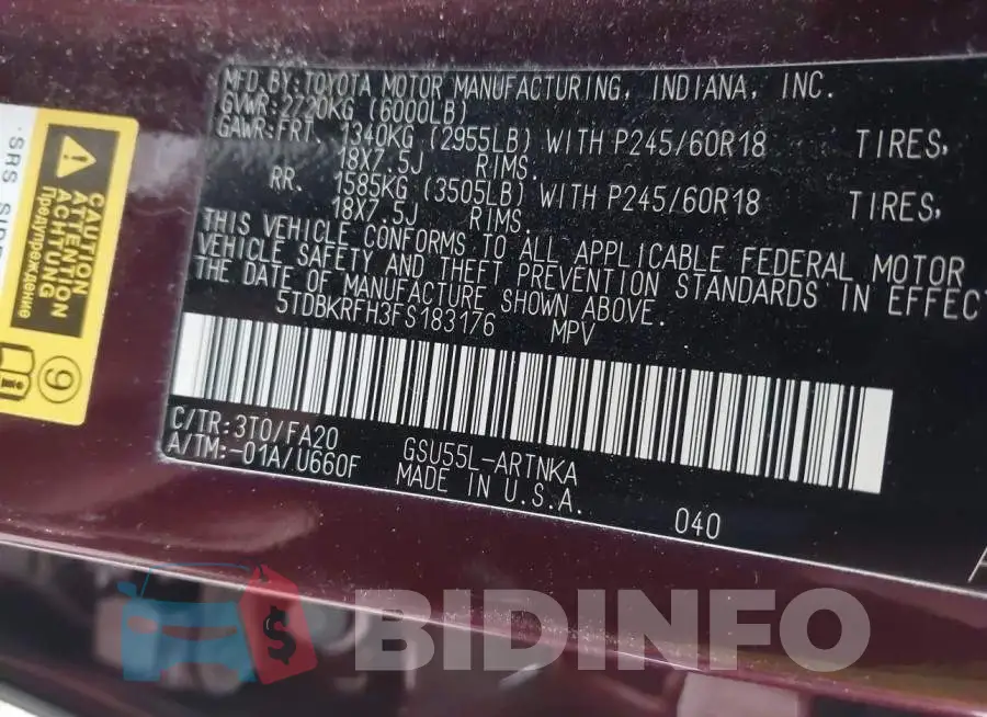 5TDBKRFH3FS183176 Photo# 9