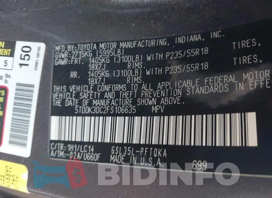 5TDDK3DC2FS106635 Photo# 9