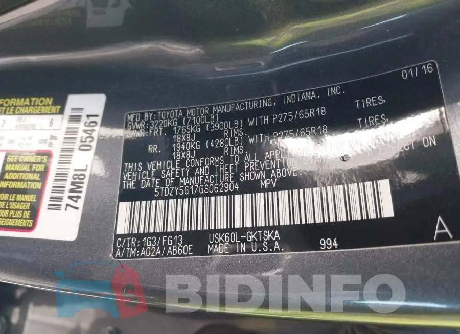 5TDZY5G17GS062904 Photo# 9