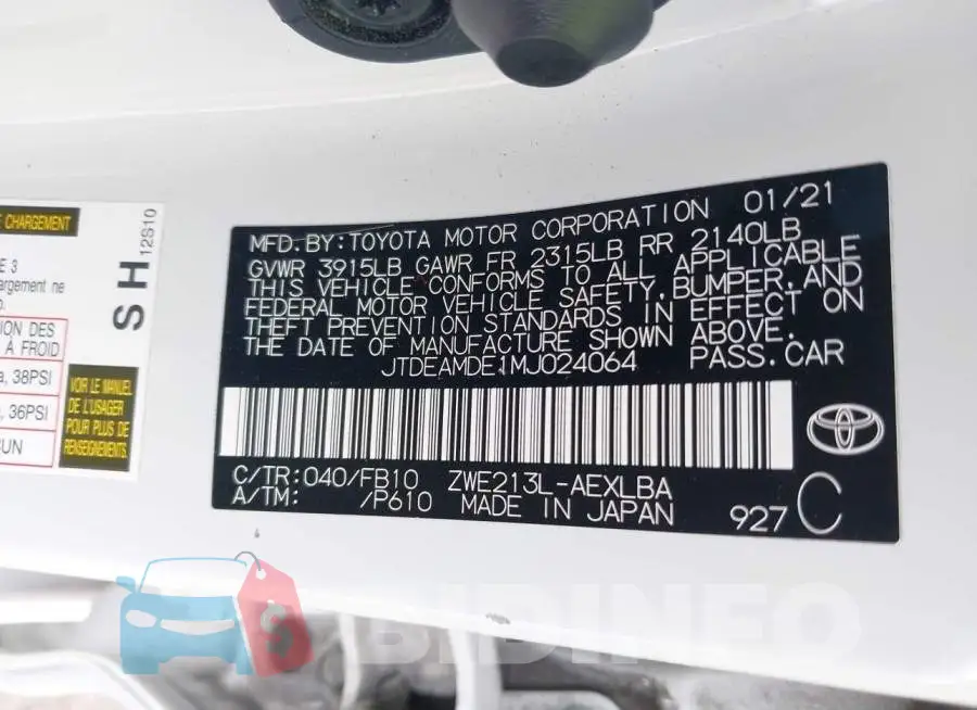 JTDEAMDE1MJ024064 Photo# 9