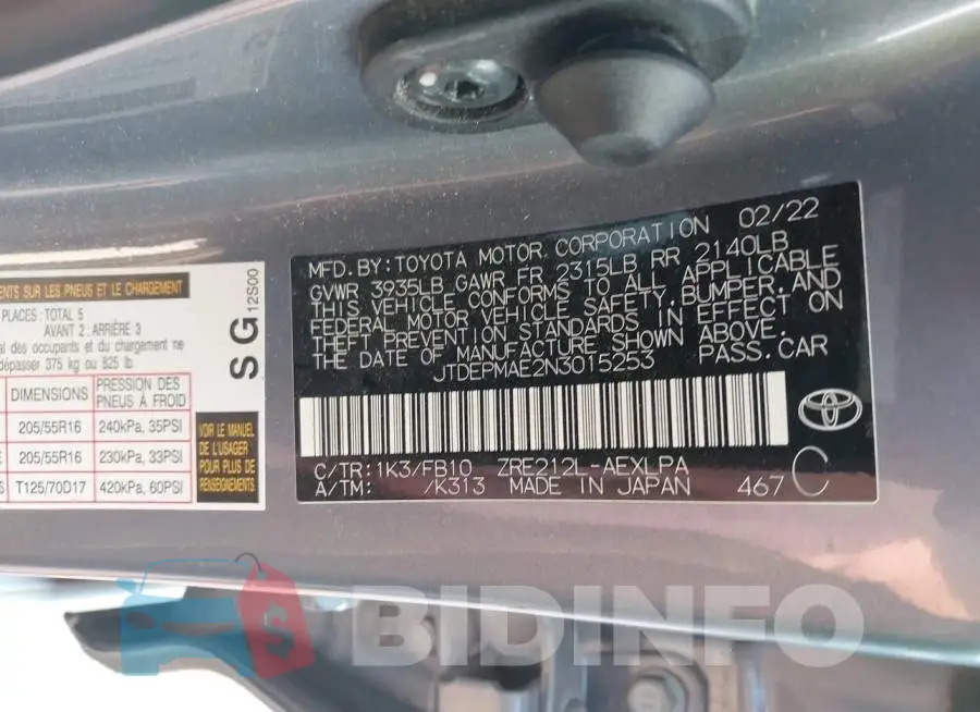 JTDEPMAE2N3015253 Photo# 9
