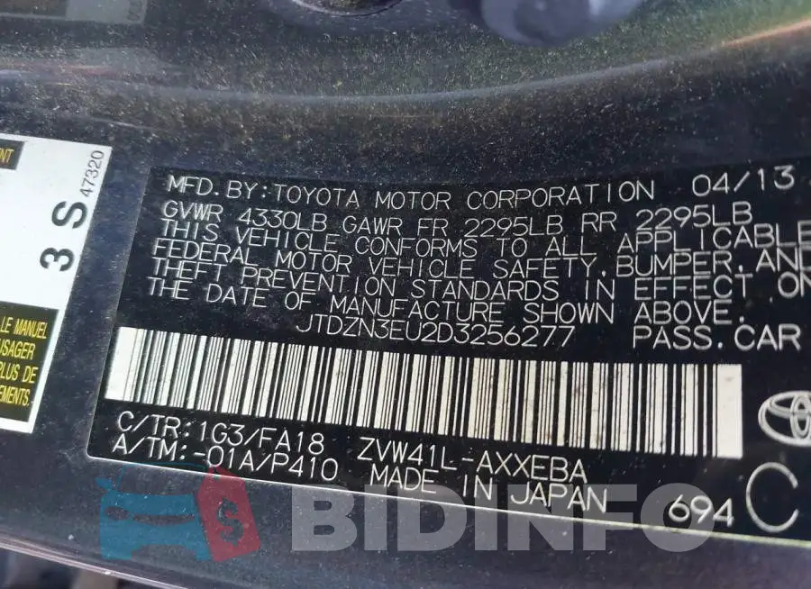 JTDZN3EU2D3256277 Photo# 9