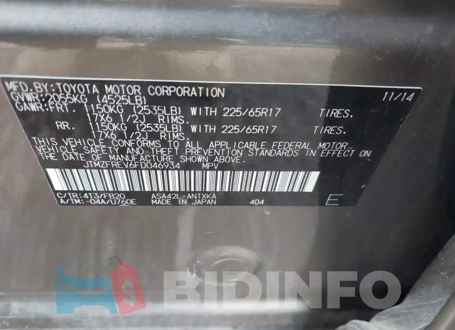 JTMZFREV6FD046934 Photo# 9