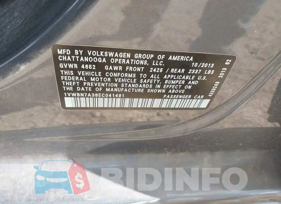 1VWBN7A38EC041491 Photo# 9