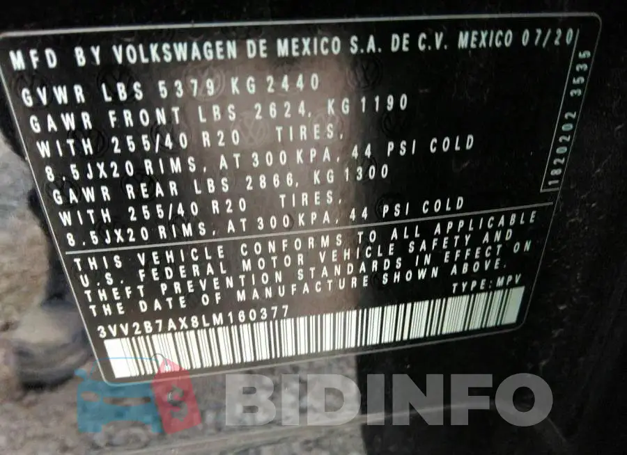 3VV2B7AX8LM160377 Photo# 9