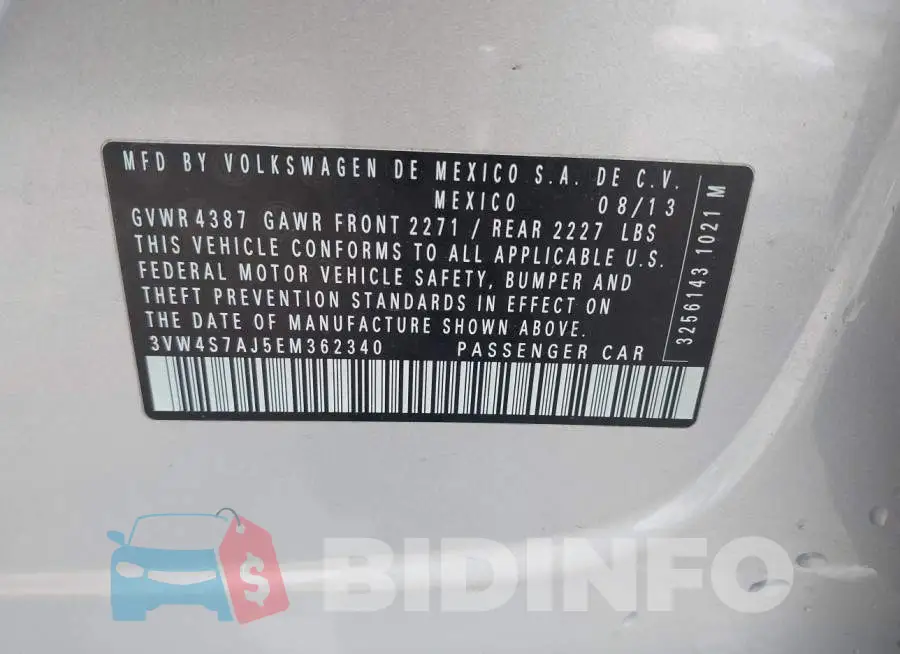 3VW4S7AJ5EM362340 Photo# 9