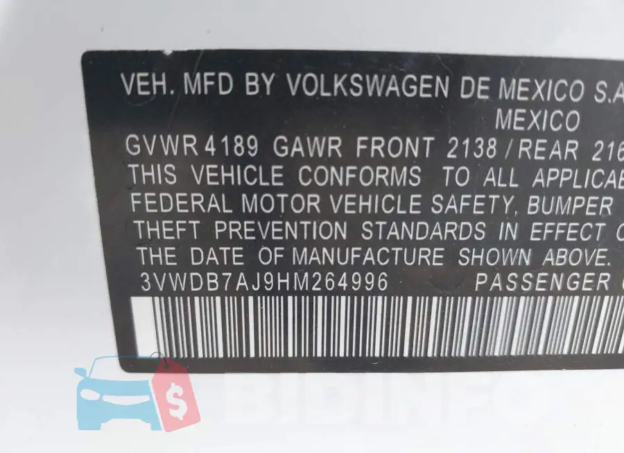 3VWDB7AJ9HM264996 Photo# 9