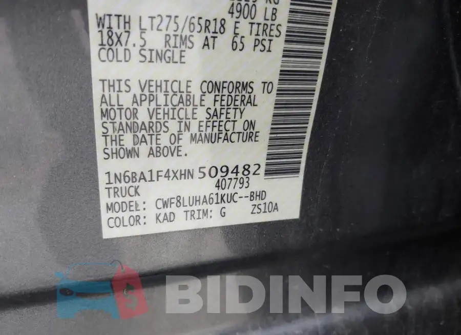 1N6BA1F4XHN509482 Photo# 9