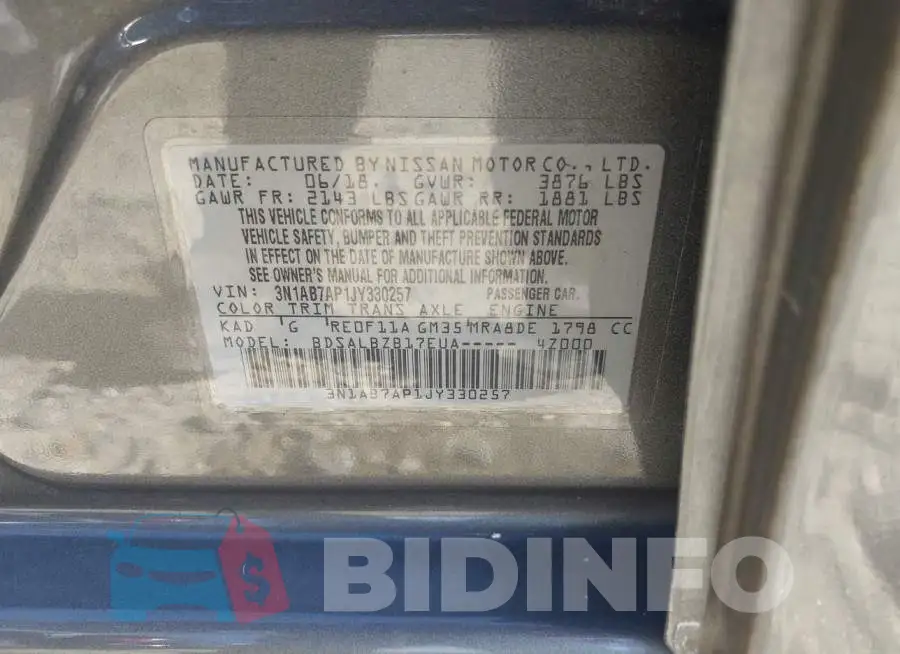 3N1AB7AP1JY330257 Photo# 9