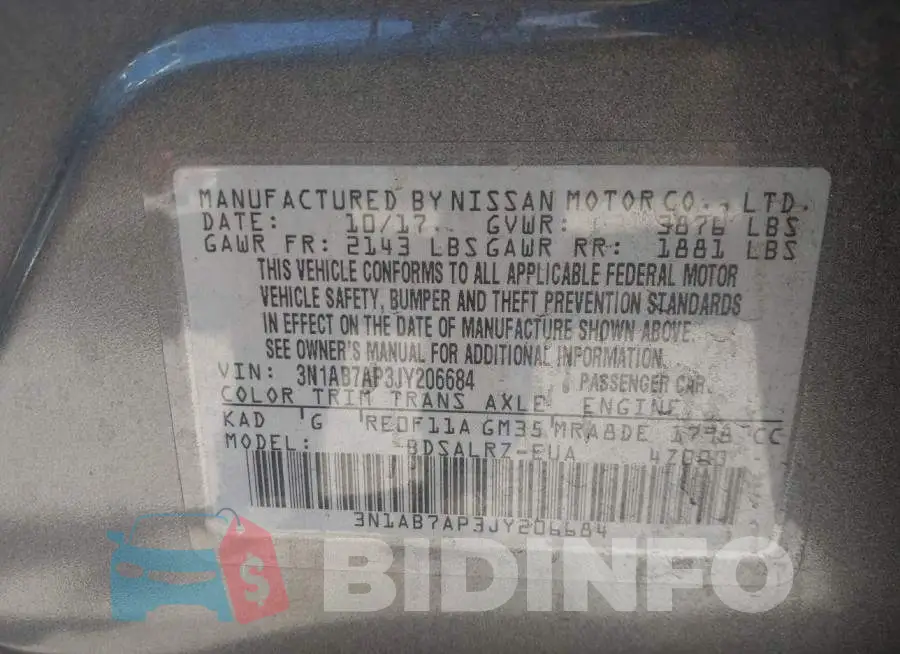 3N1AB7AP3JY206684 Photo# 9