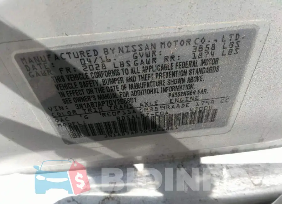 3N1AB7AP7GY266881 Photo# 9