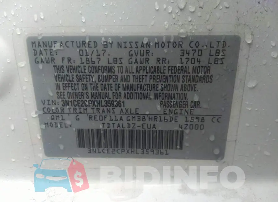 3N1CE2CPXHL359361 Photo# 9