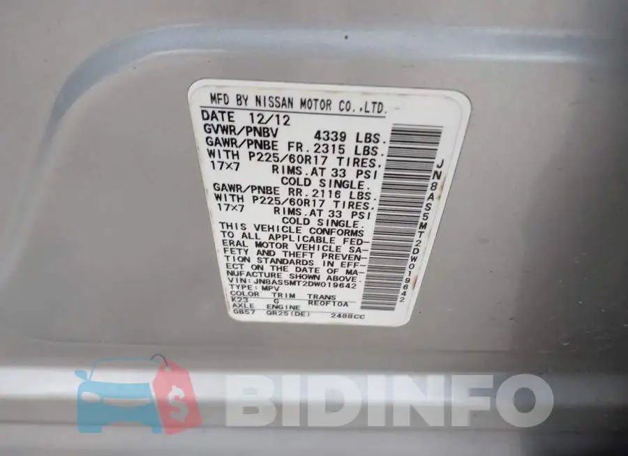 JN8AS5MT2DW019642 Photo# 9