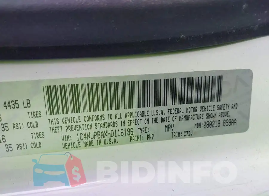 1C4NJPBAXHD116196 Photo# 9