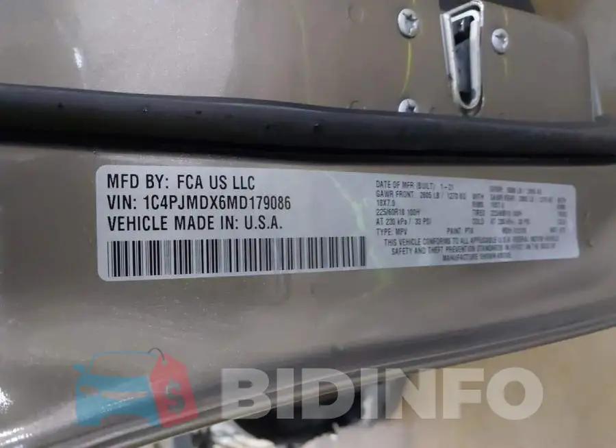 1C4PJMDX6MD179086 Photo# 9