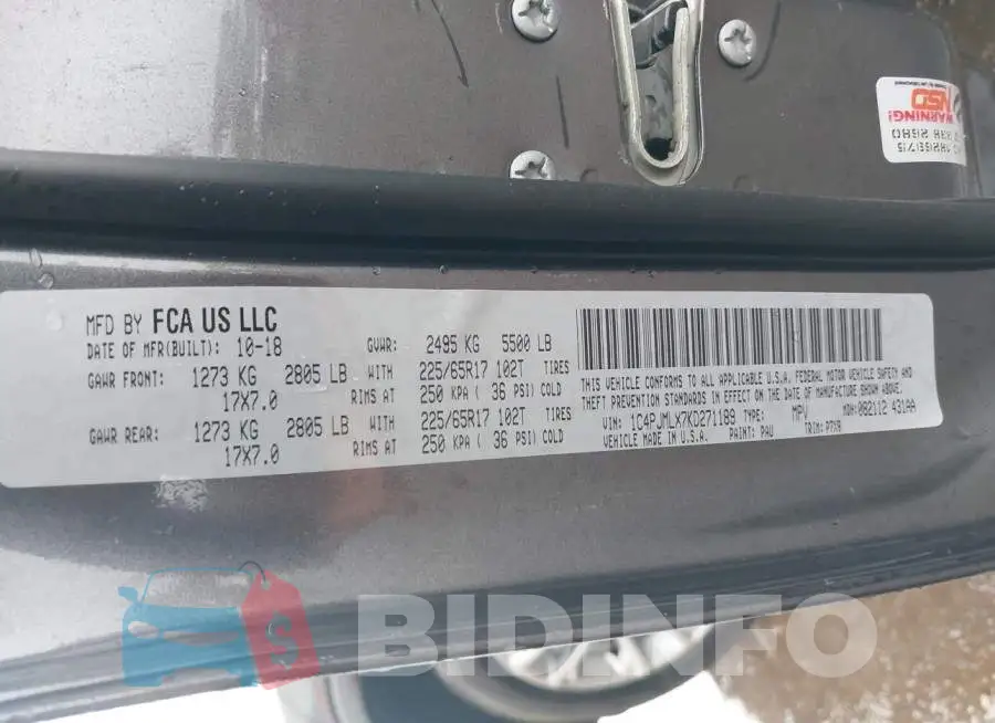1C4PJMLX7KD271189 Photo# 9