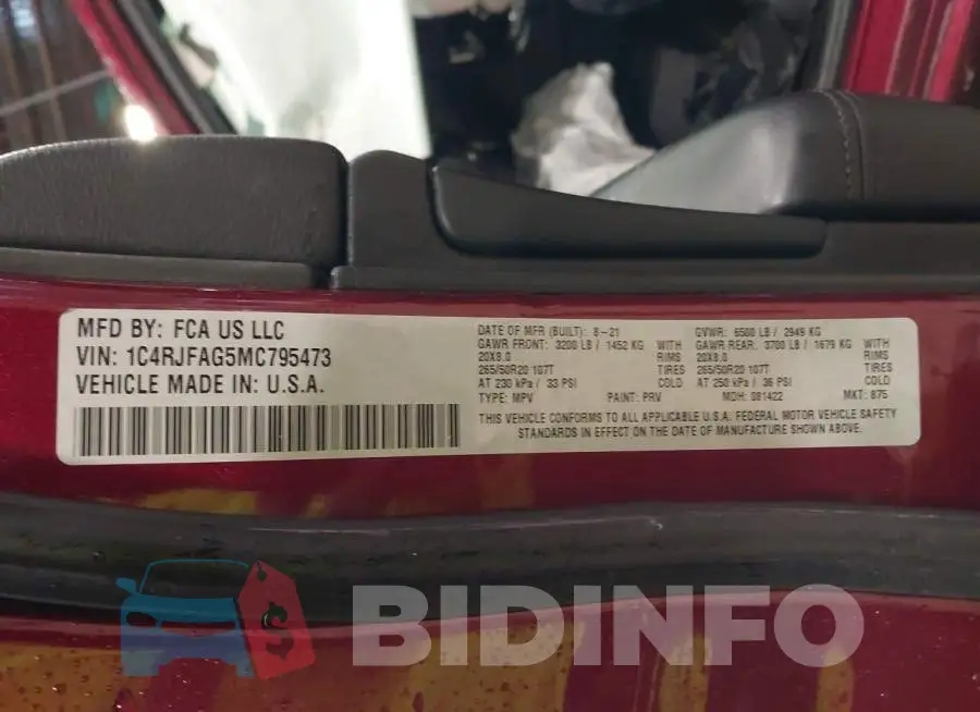 1C4RJFAG5MC795473 Photo# 9