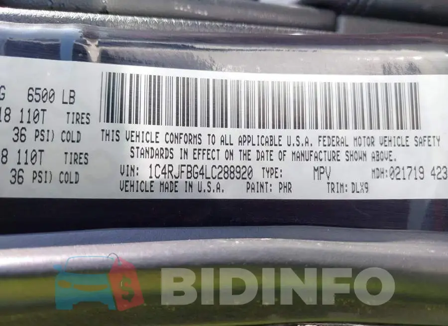 1C4RJFBG4LC288920 Photo# 9