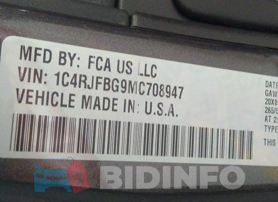 1C4RJFBG9MC708947 Photo# 9