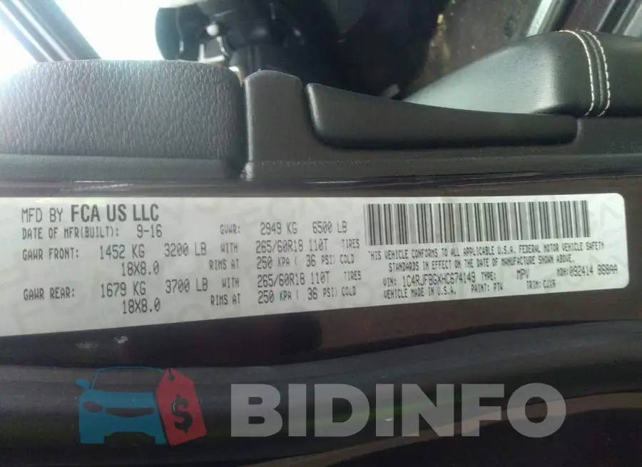 1C4RJFBGXHC674149 Photo# 9