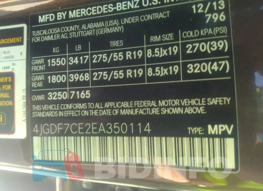 4JGDF7CE2EA350114 Photo# 9