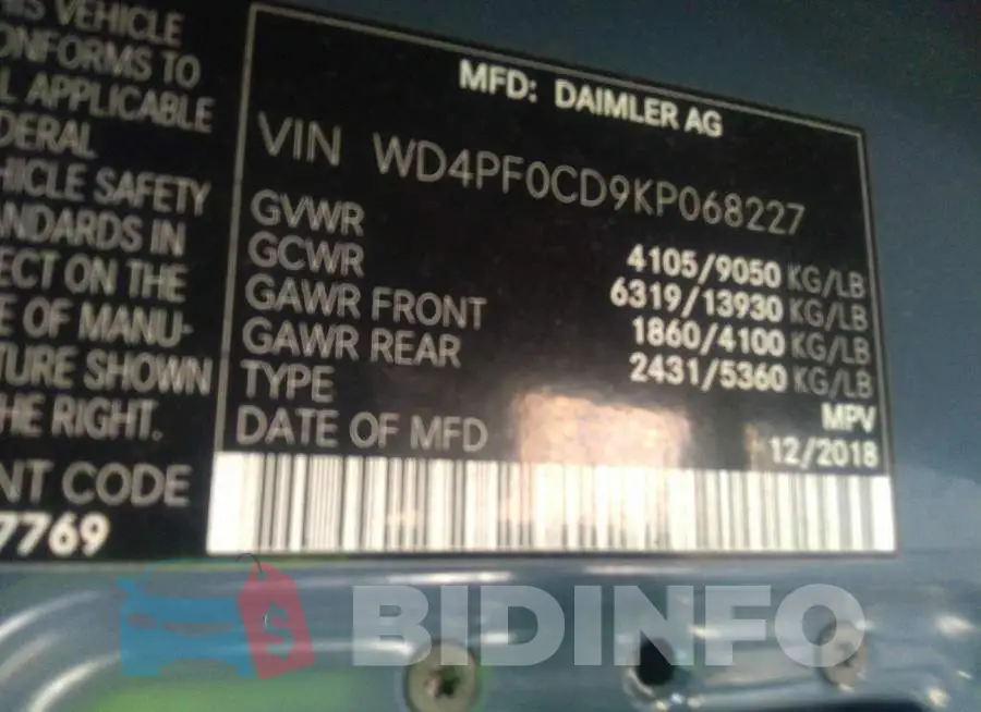 WD4PF0CD9KP068227 Photo# 9