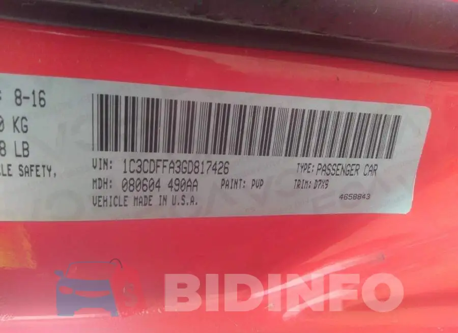 1C3CDFFA3GD817426 Photo# 9