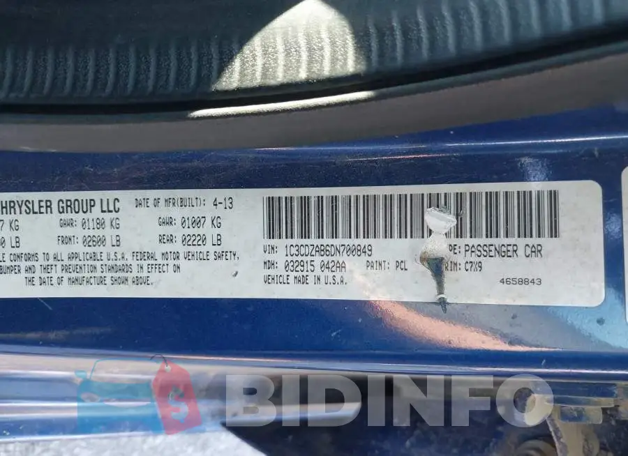 1C3CDZAB6DN700849 Photo# 9