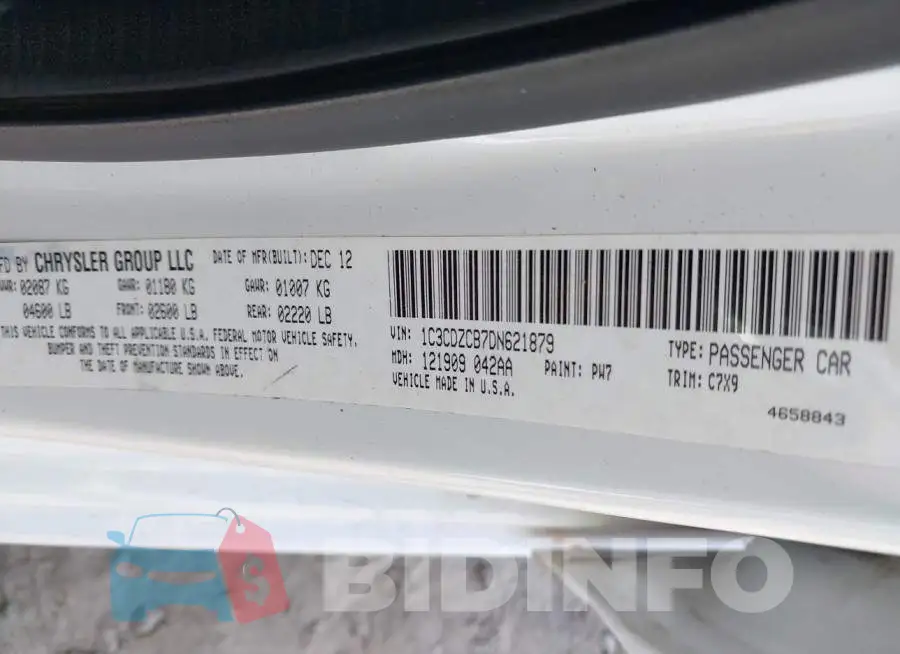 1C3CDZCB7DN621879 Photo# 9