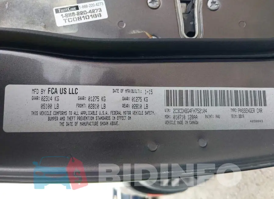 2C3CDXBG4FH752104 Photo# 9