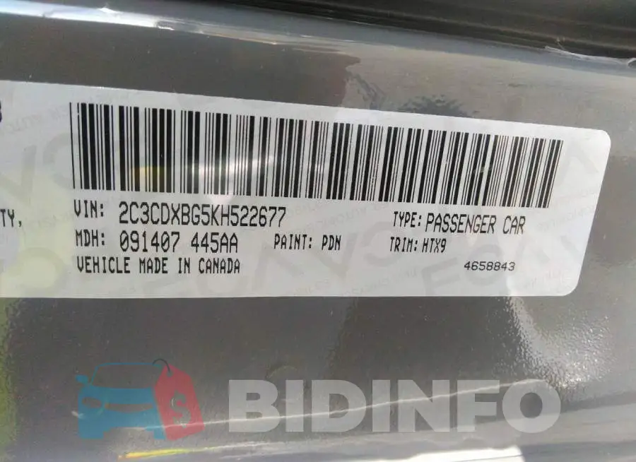 2C3CDXBG5KH522677 Photo# 9