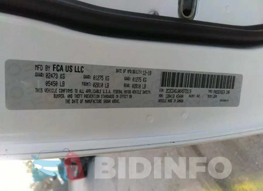 2C3CDXGJ0KH572519 Photo# 9
