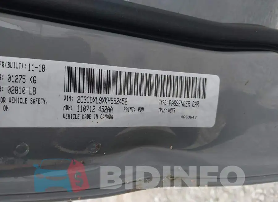 2C3CDXL9XKH552452 Photo# 9