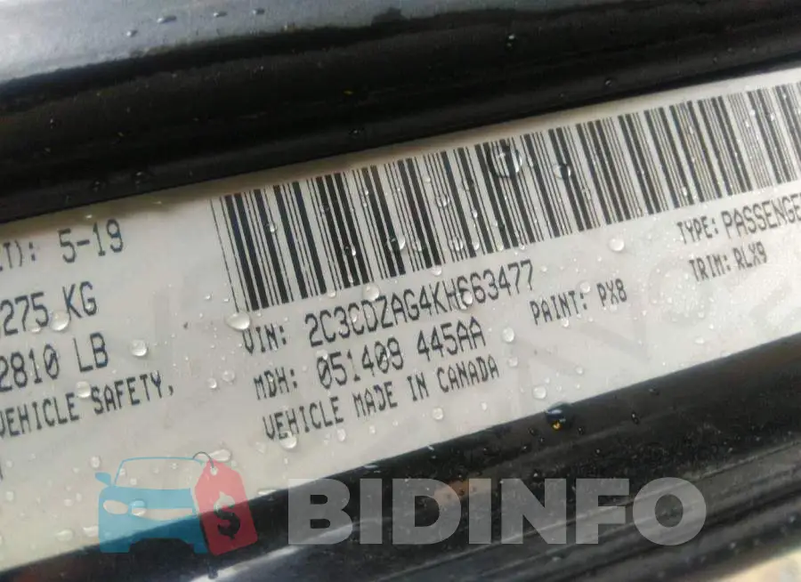 2C3CDZAG4KH663477 Photo# 9