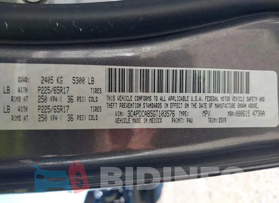 3C4PDCAB5GT103576 Photo# 9