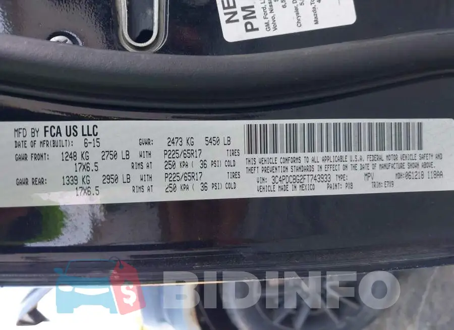 3C4PDCBG2FT743933 Photo# 9