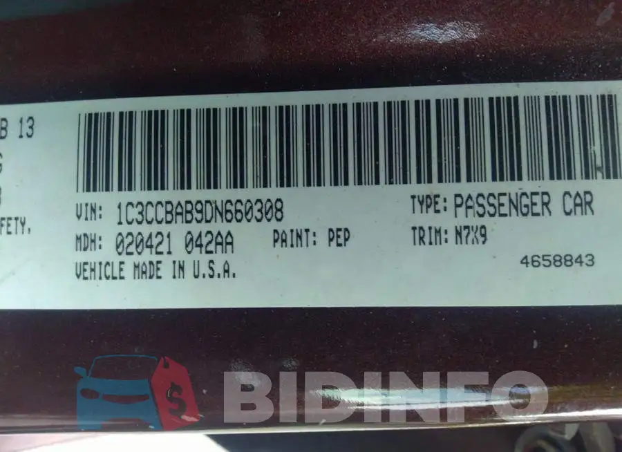 1C3CCBAB9DN660308 Photo# 9