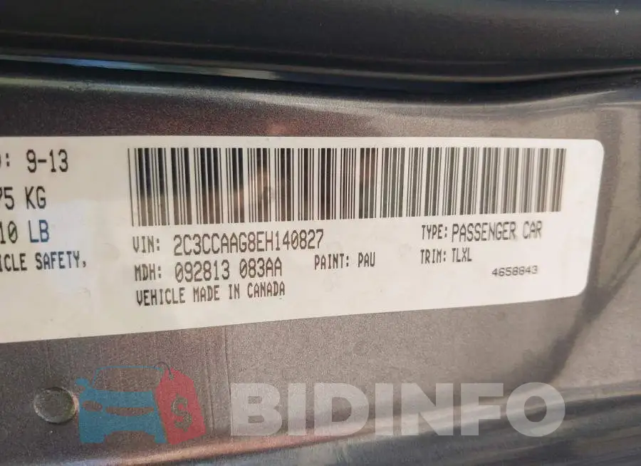 2C3CCAAG8EH140827 Photo# 9