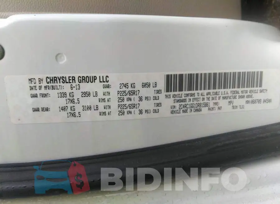 2C4RC1GG1DR815861 Photo# 9