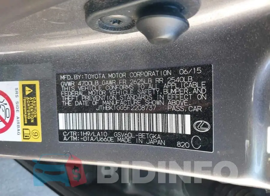 JTHBK1GG5F2208737 Photo# 9