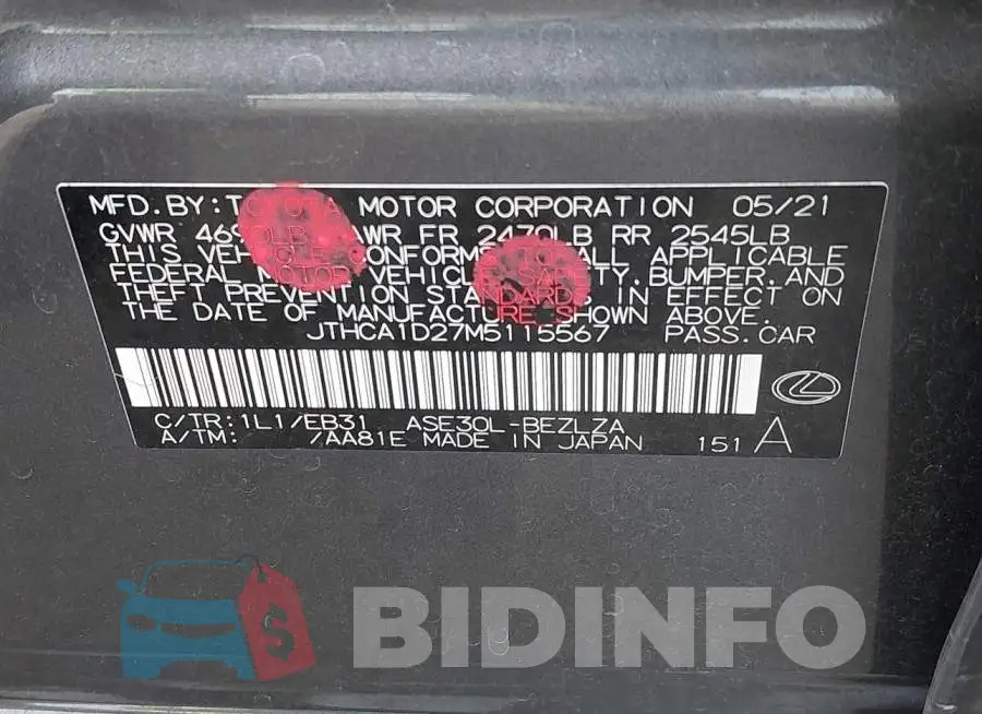JTHCA1D27M5115567 Photo# 9