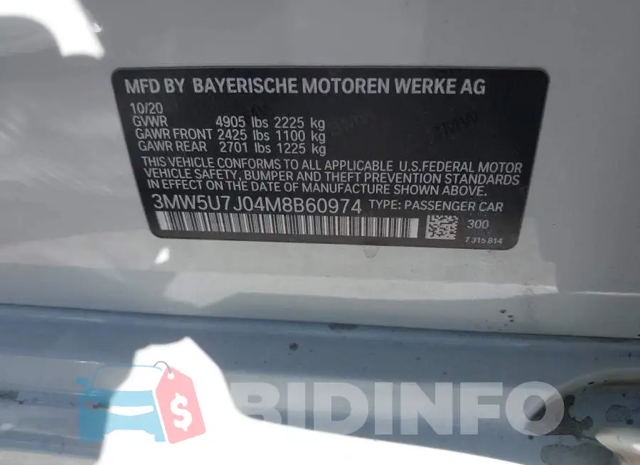 3MW5U7J04M8B60974 Photo# 9