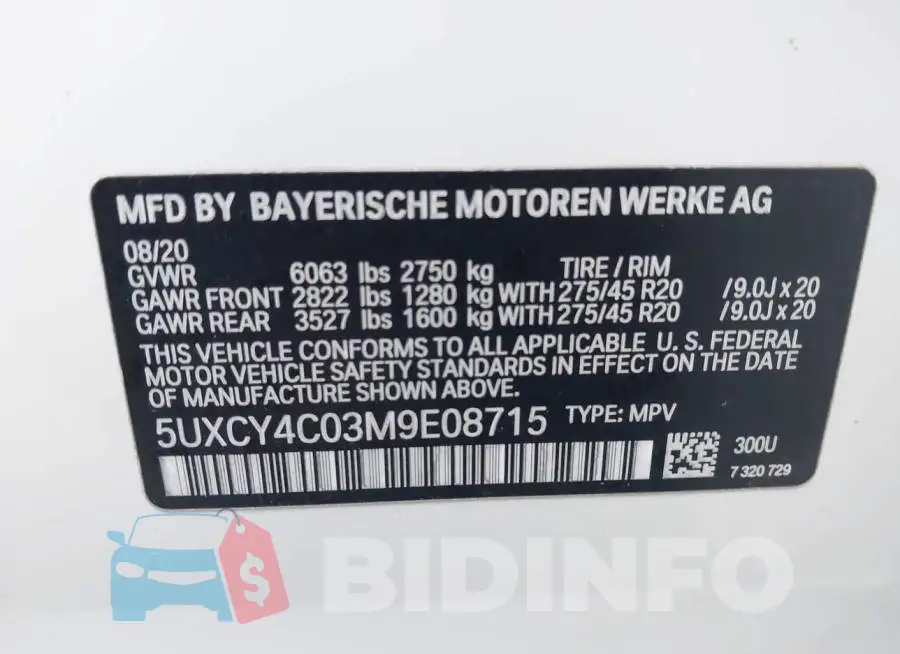 5UXCY4C03M9E08715 Photo# 9