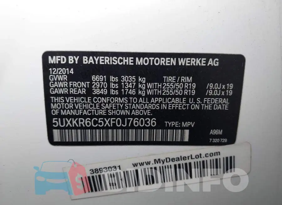 5UXKR6C5XF0J76036 Photo# 9