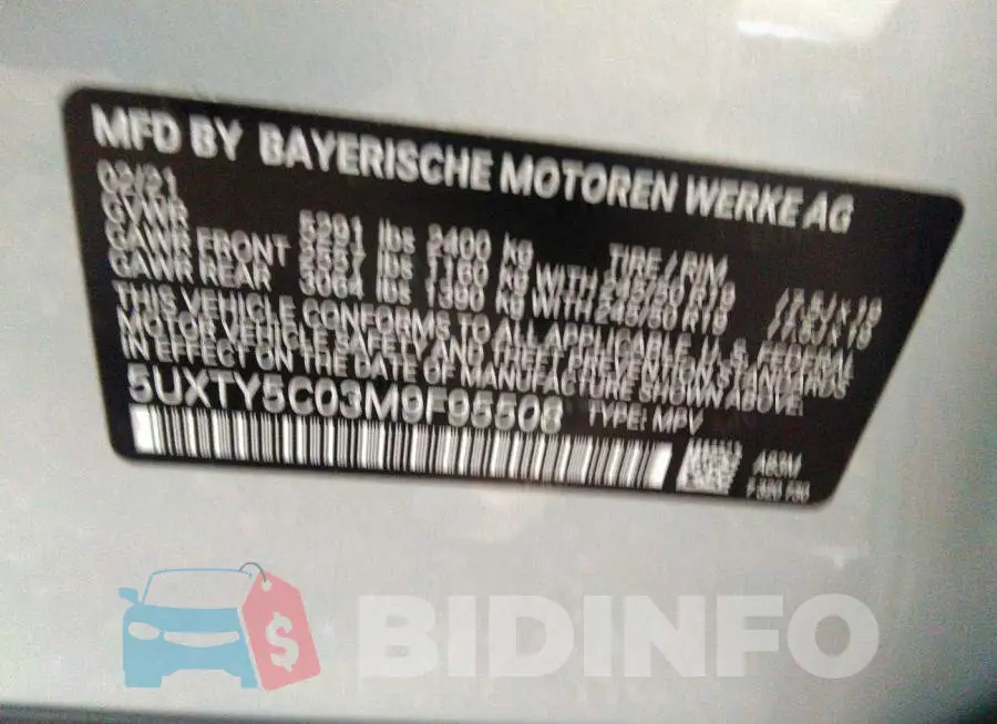 5UXTY5C03M9F95508 Photo# 9