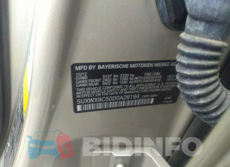 5UXWX9C50D0A28194 Photo# 9