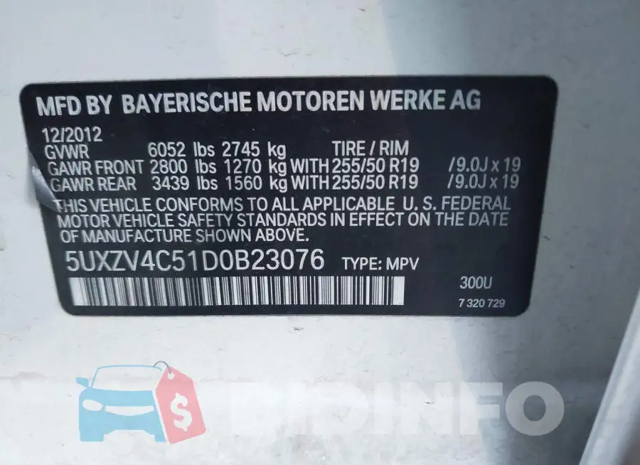 5UXZV4C51D0B23076 Photo# 9
