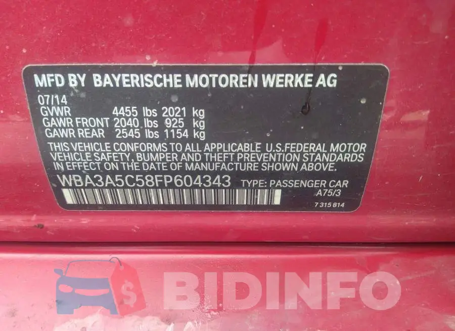 WBA3A5C58FP604343 Photo# 9